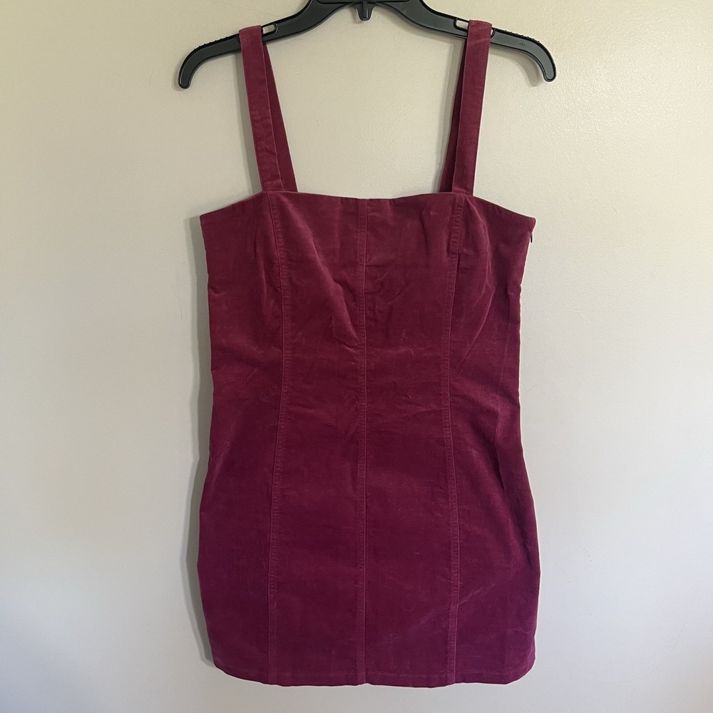 Forever 21 Magenta Corduroy Mini Dress Cutout Back Purple Sleeveless Size L